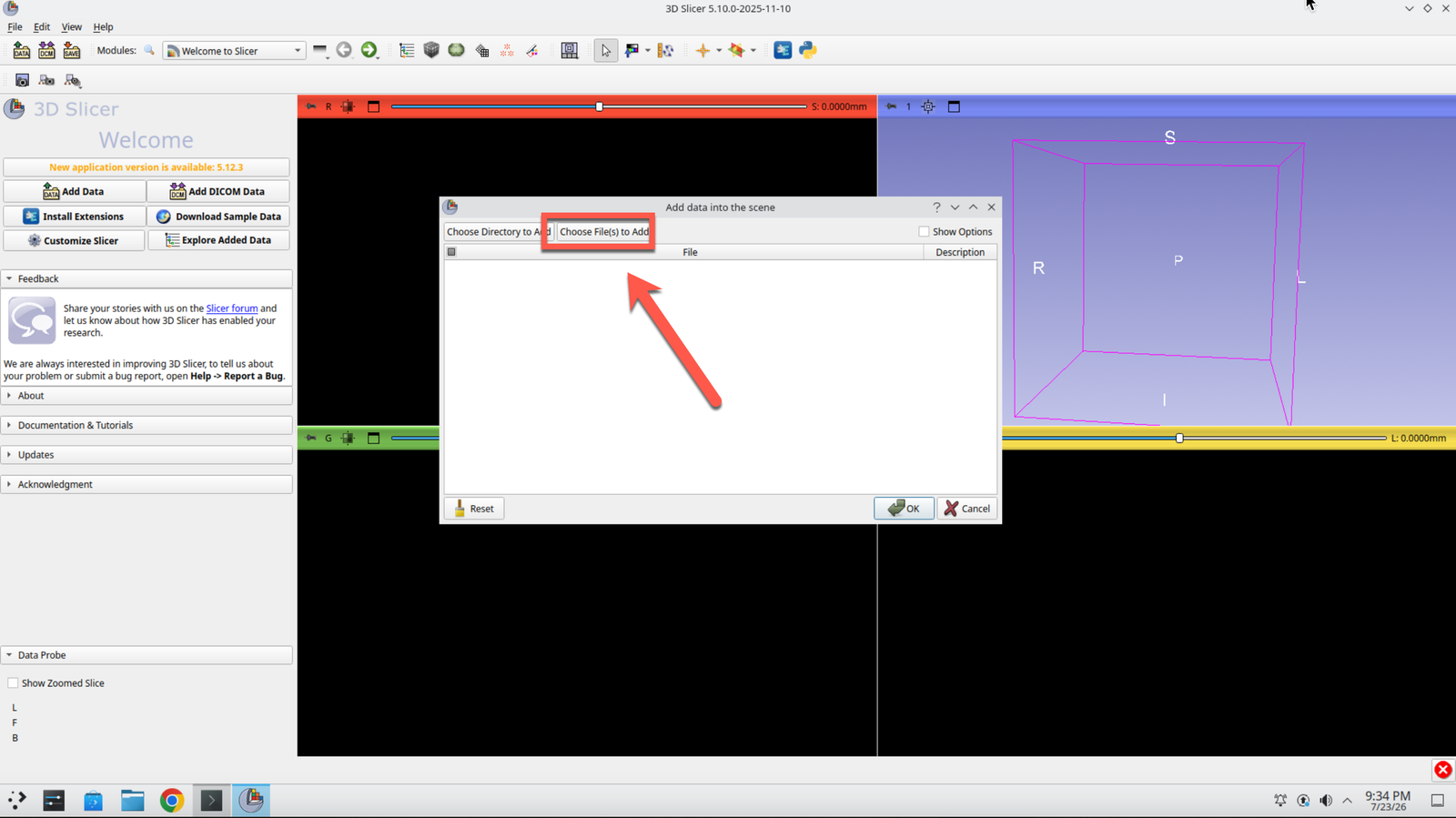 Add Data dialog with the Choose Files to Add button