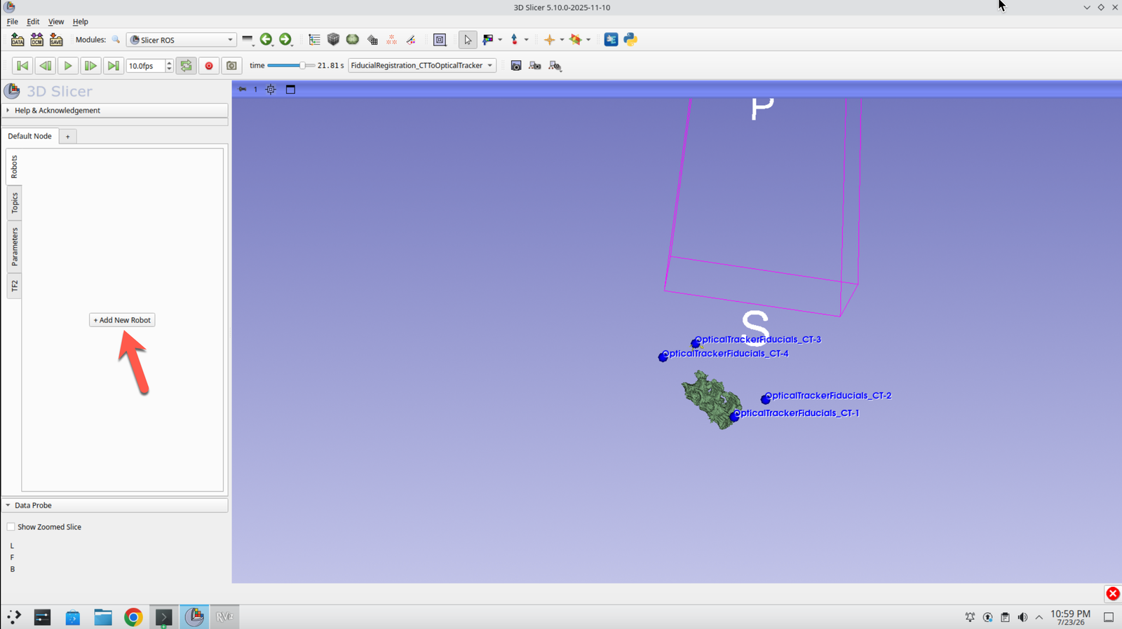 ROS2 module panel with the Add New Robot button