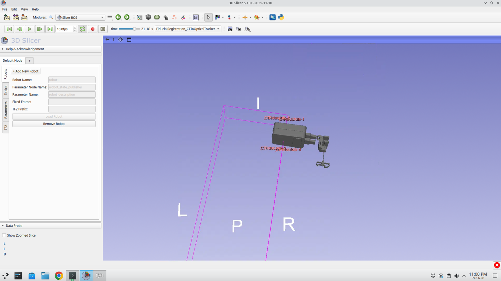Slicer 3D view showing the loaded Micromate robot model