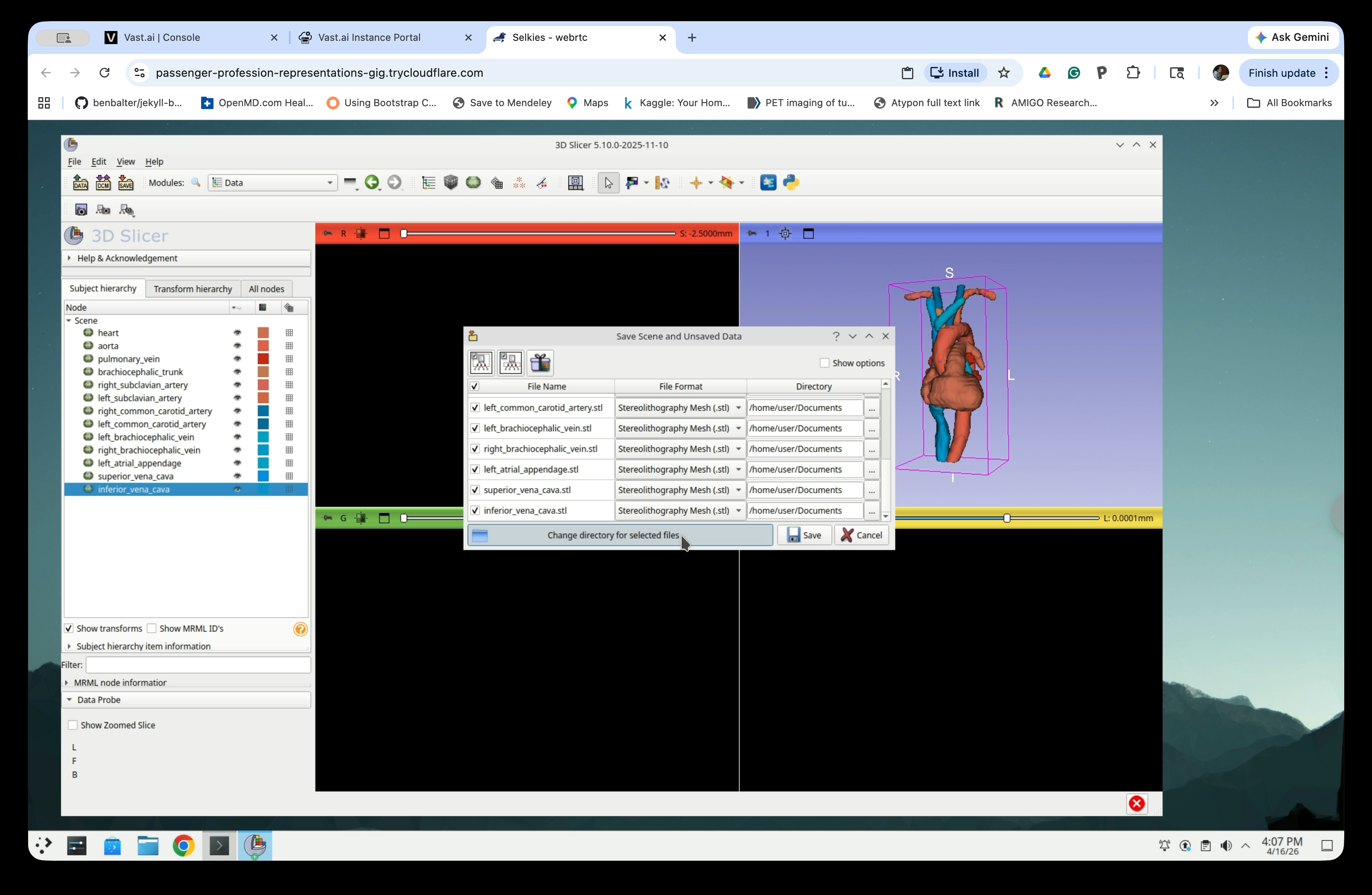Find Directory dialog showing /home/user/Documents