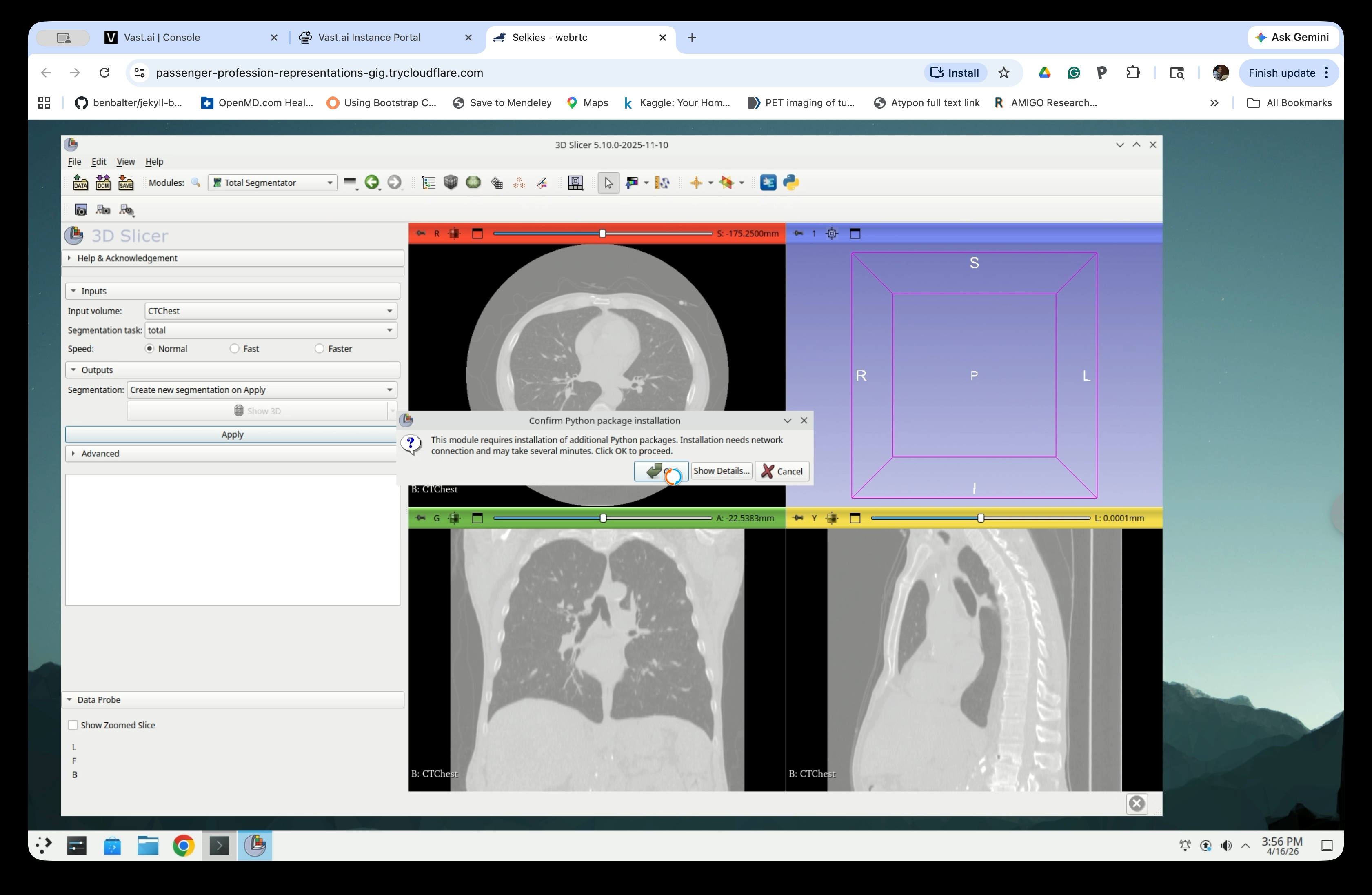 Python package installation confirmation dialog