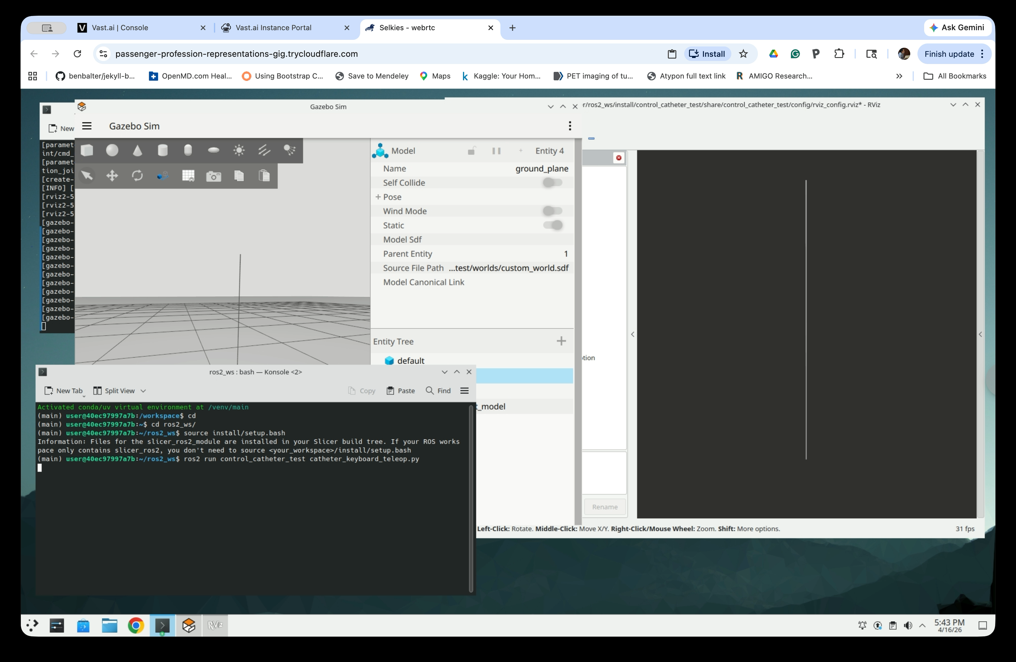 Second terminal showing the ros2 run teleop command