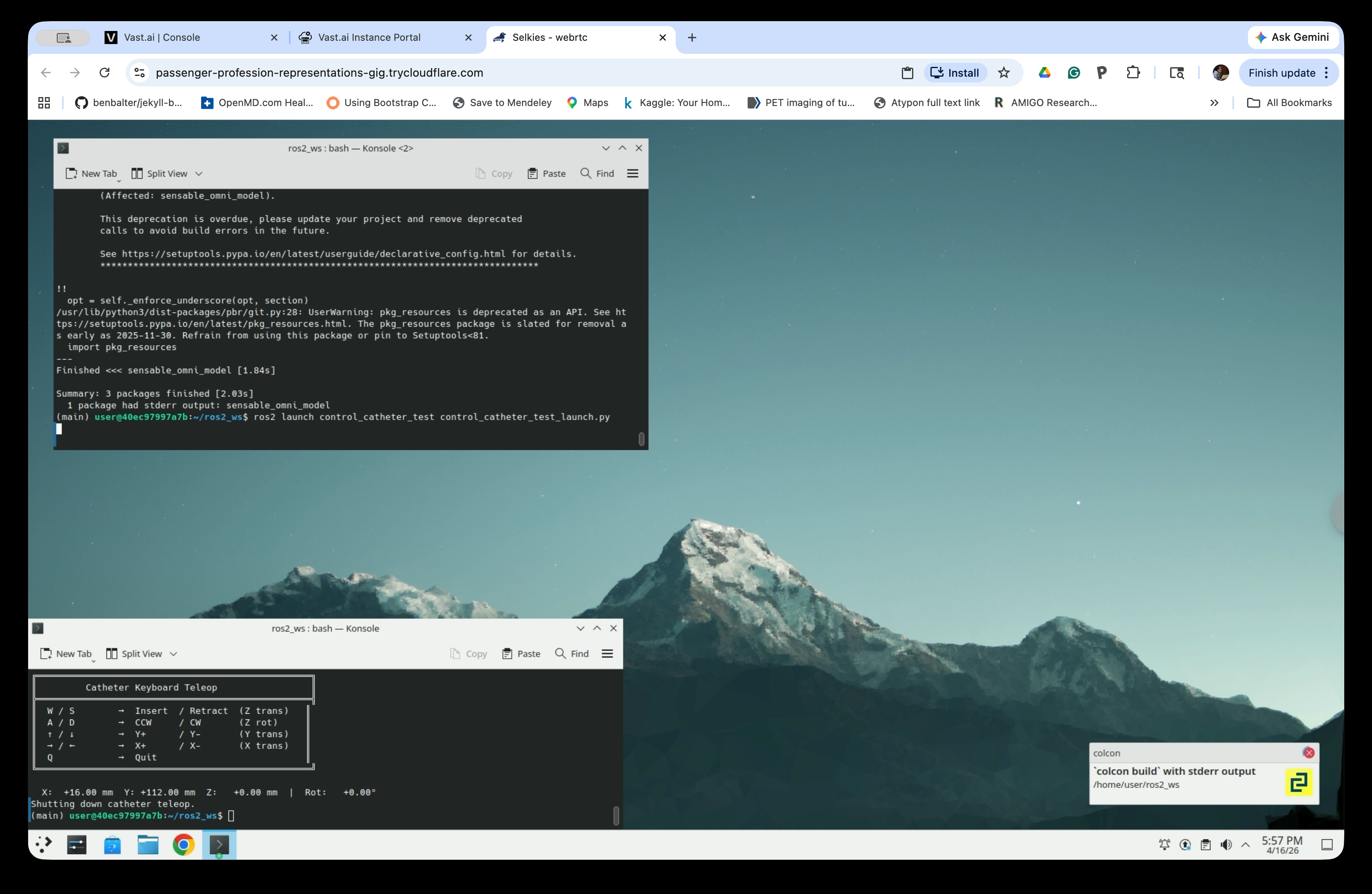 Terminal showing the relaunch command after rebuild