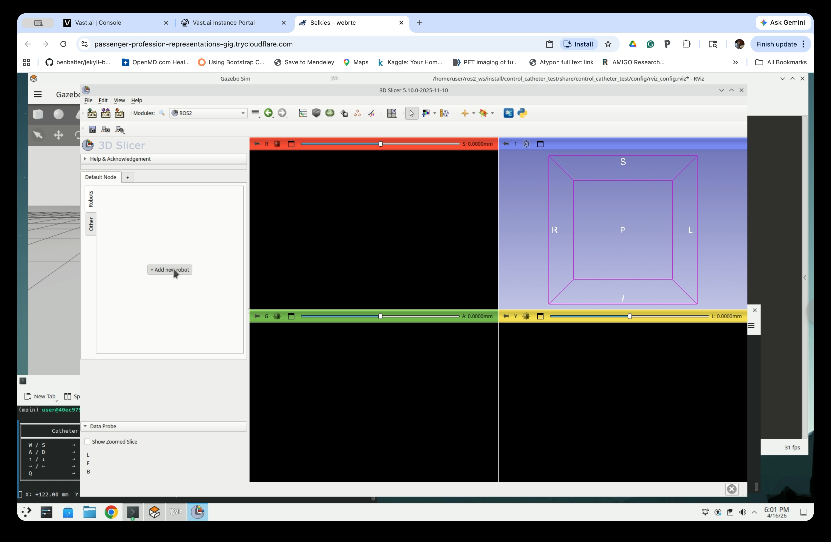 ROS2 module panel showing the Add new robot button