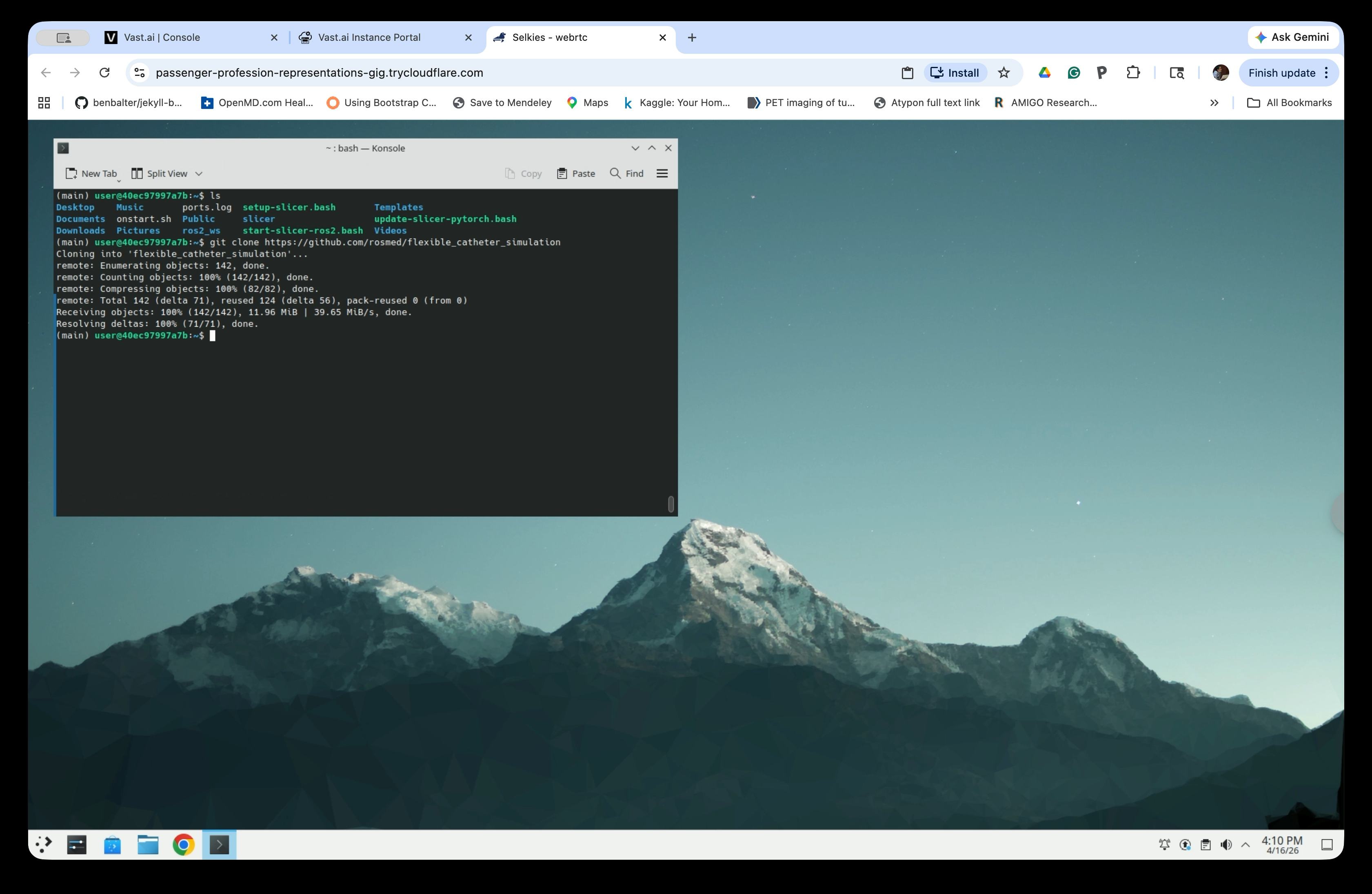 Terminal showing the clone completed successfully