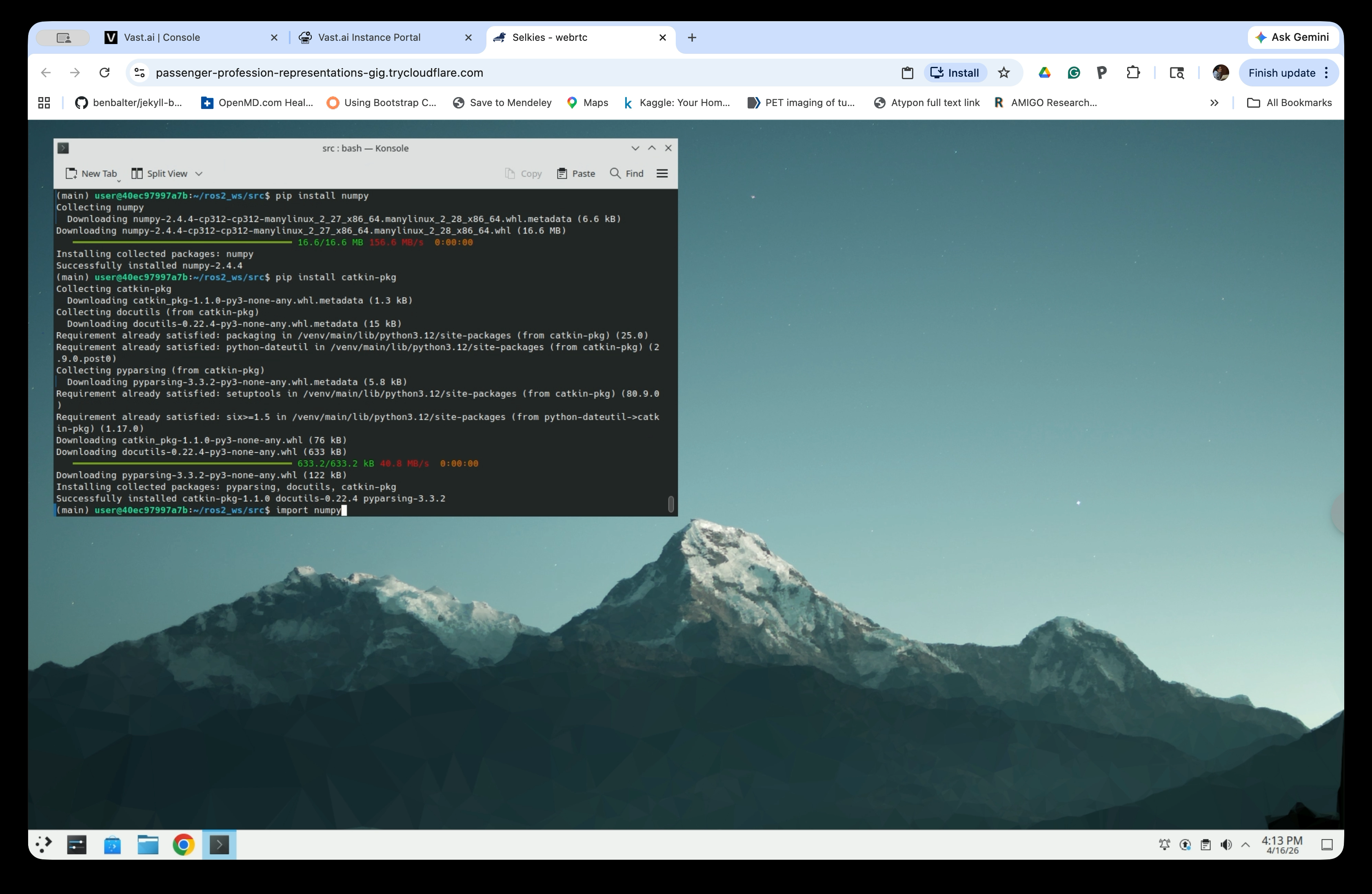 Terminal showing pip install and the catheter_generator.py command with parameters