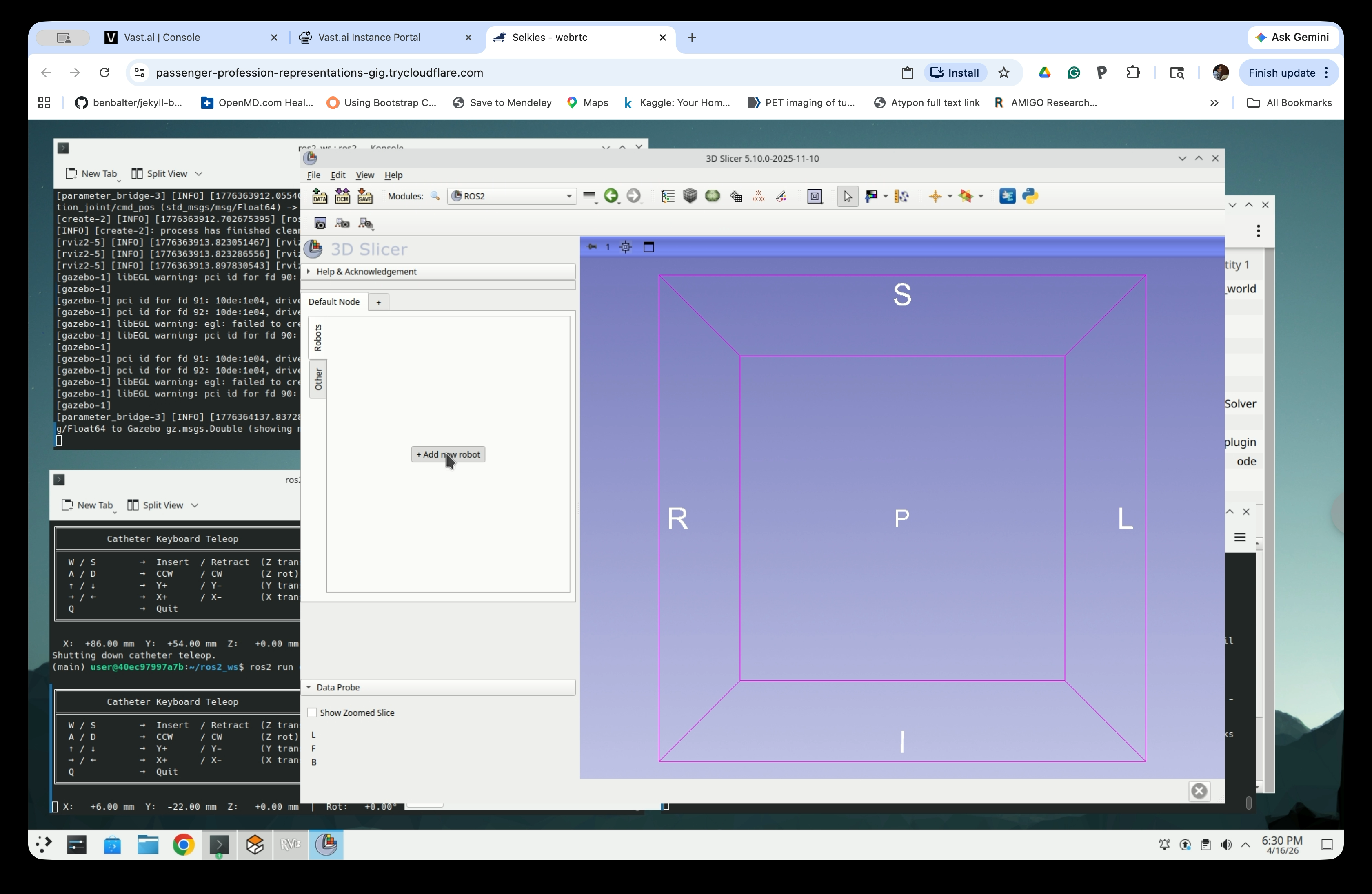 ROS2 module with robot configuration filled in and Load robot button visible