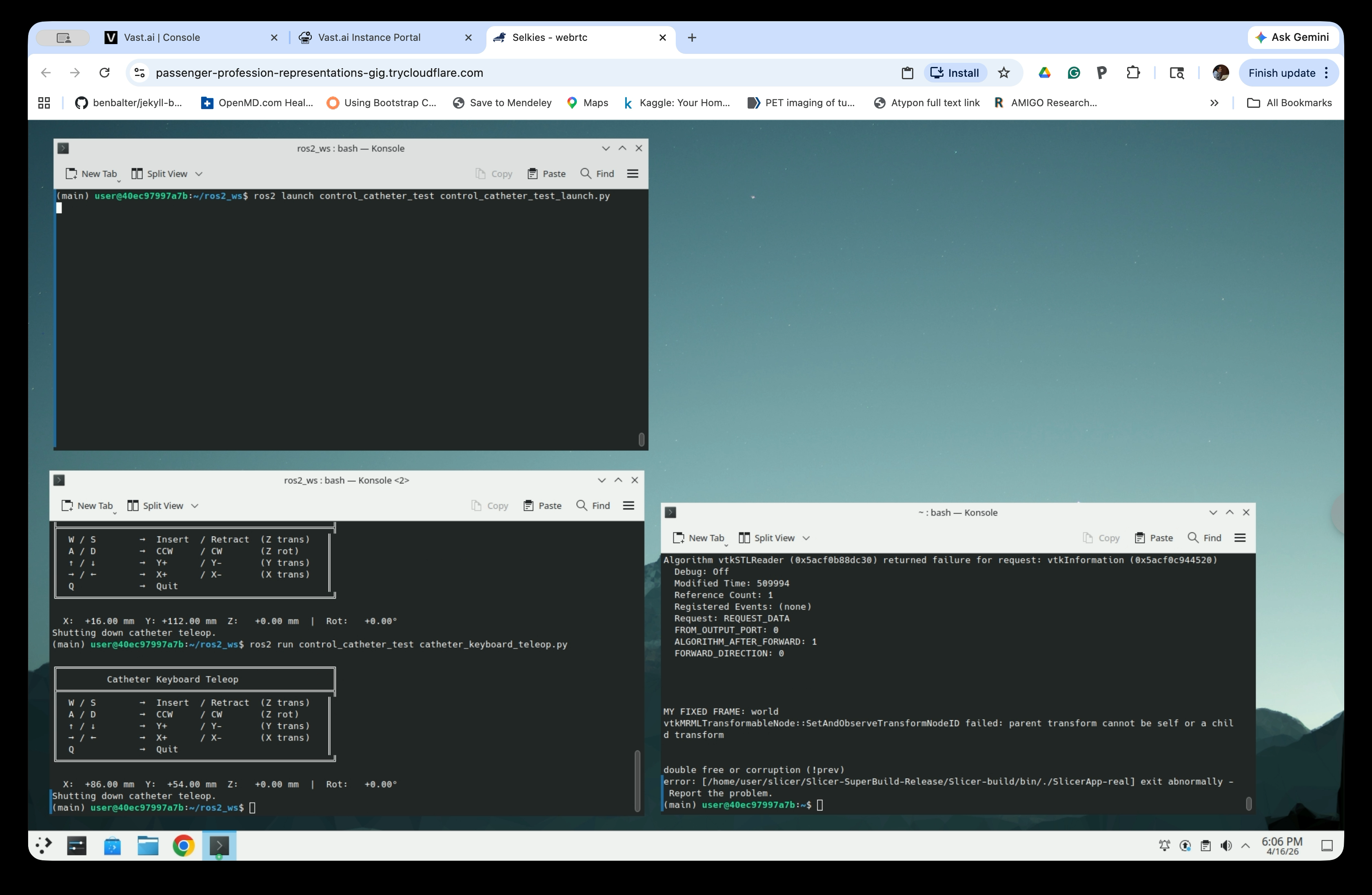 Terminal showing the ros2 launch command
