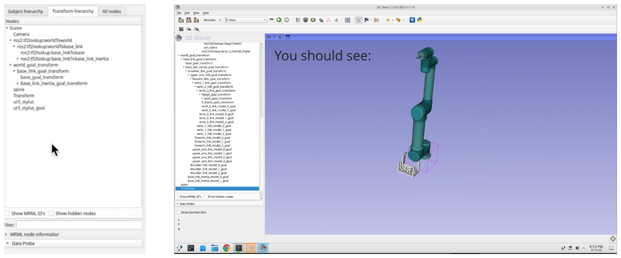 Transform hierarchy showing the expanded goal-transform tree with models attached