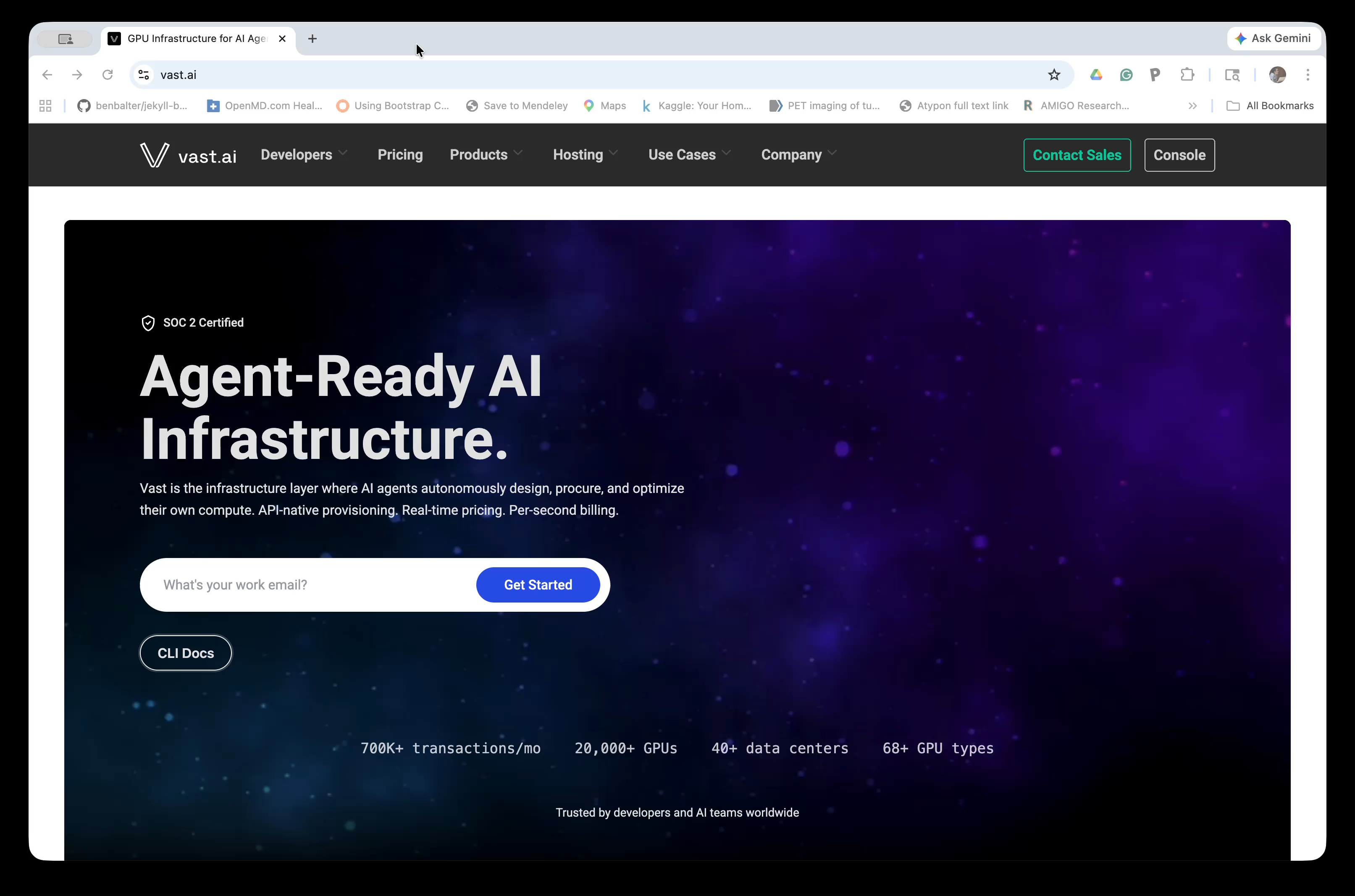 vast.ai homepage