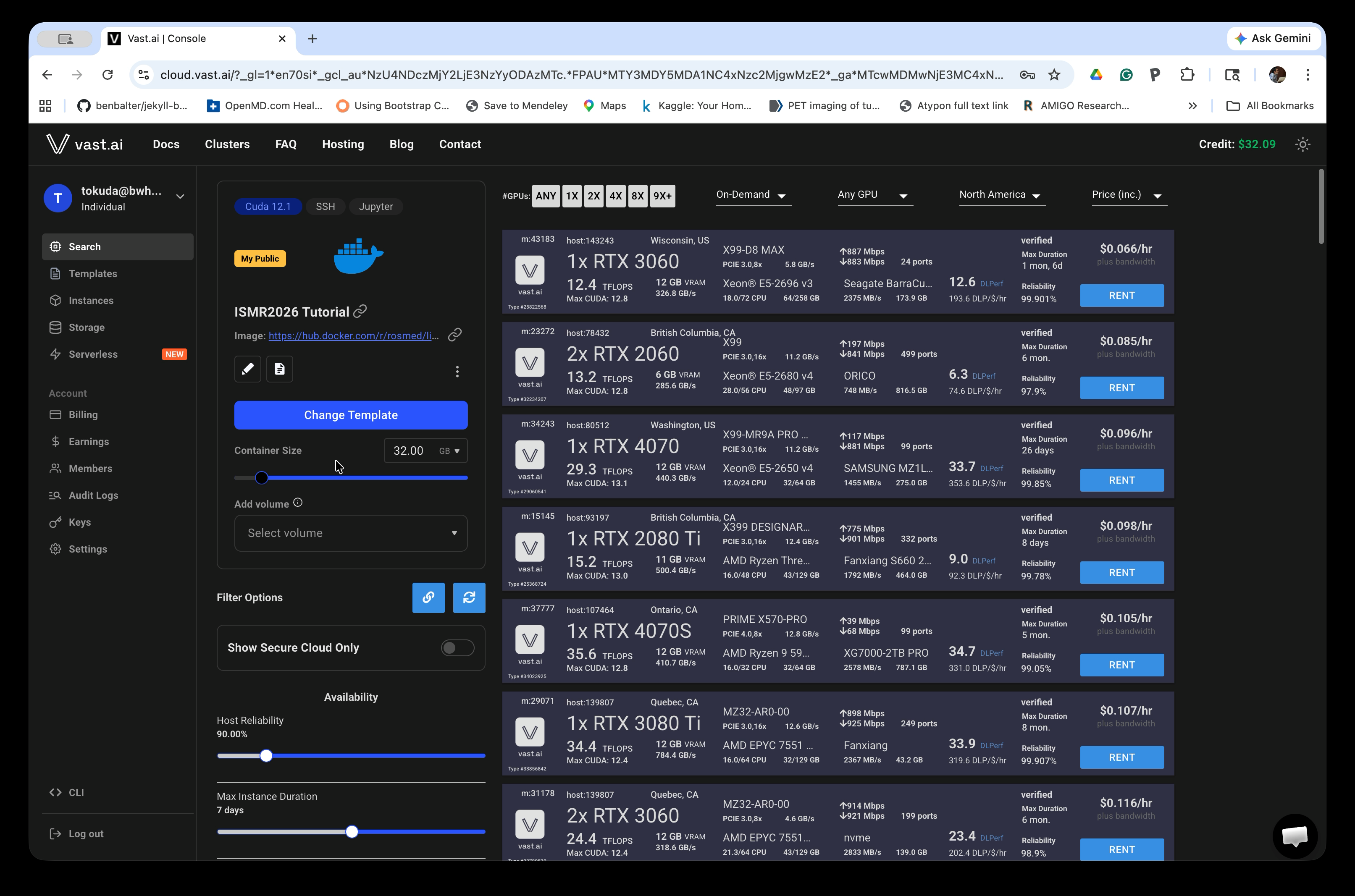 Console with ISMR2026 template loaded